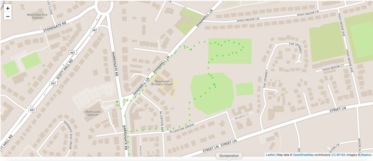 map of moortown with air quality tracking