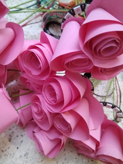 more pink paper flowers